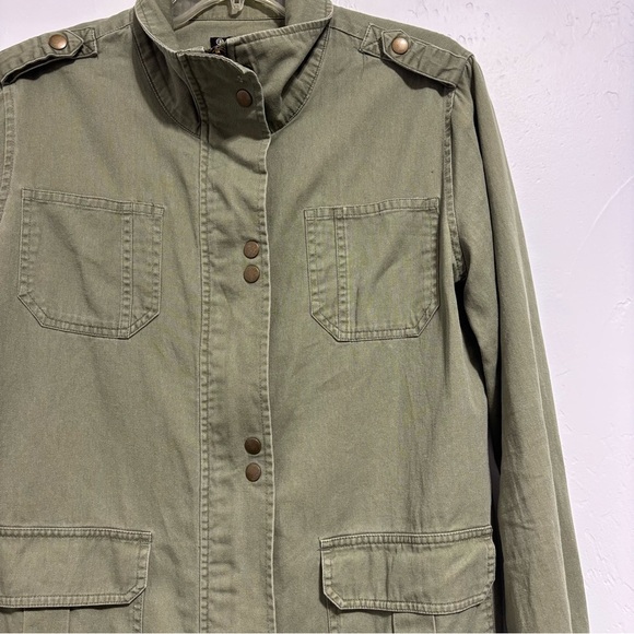 Versona Medium Women's Army Green Snap Zip Jacket Blazer Lightweight FLAW - Picture 2 of 13